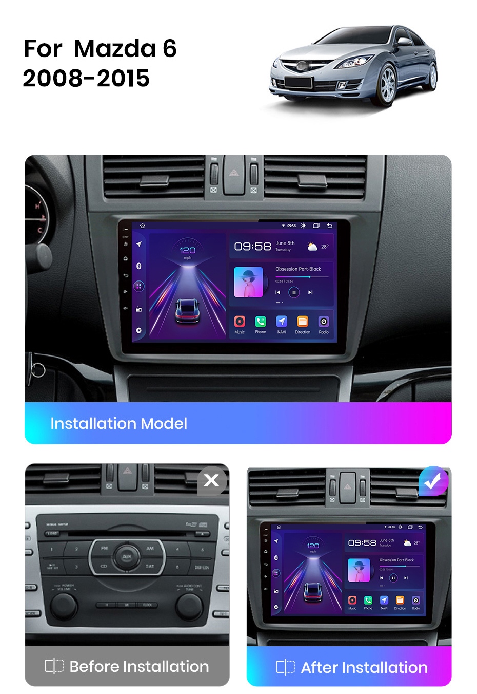 Junsun V1 AI Voice Wireless CarPlay Android Auto Radio For GOLF 6