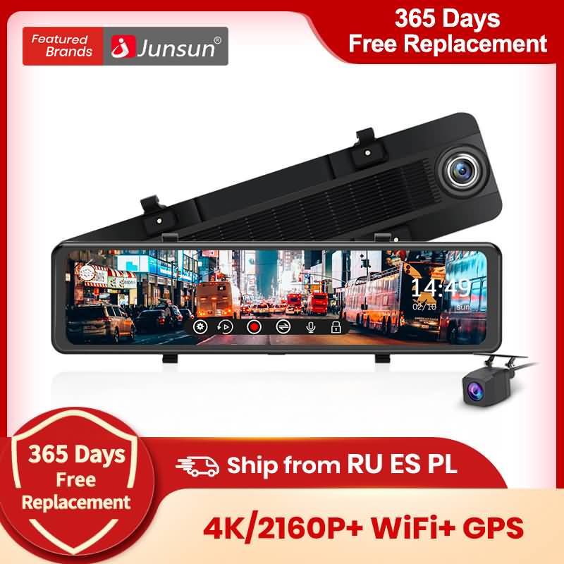 4k dash cam with gps WiFi Car video DVR Recorder dual cameras for front and  rear